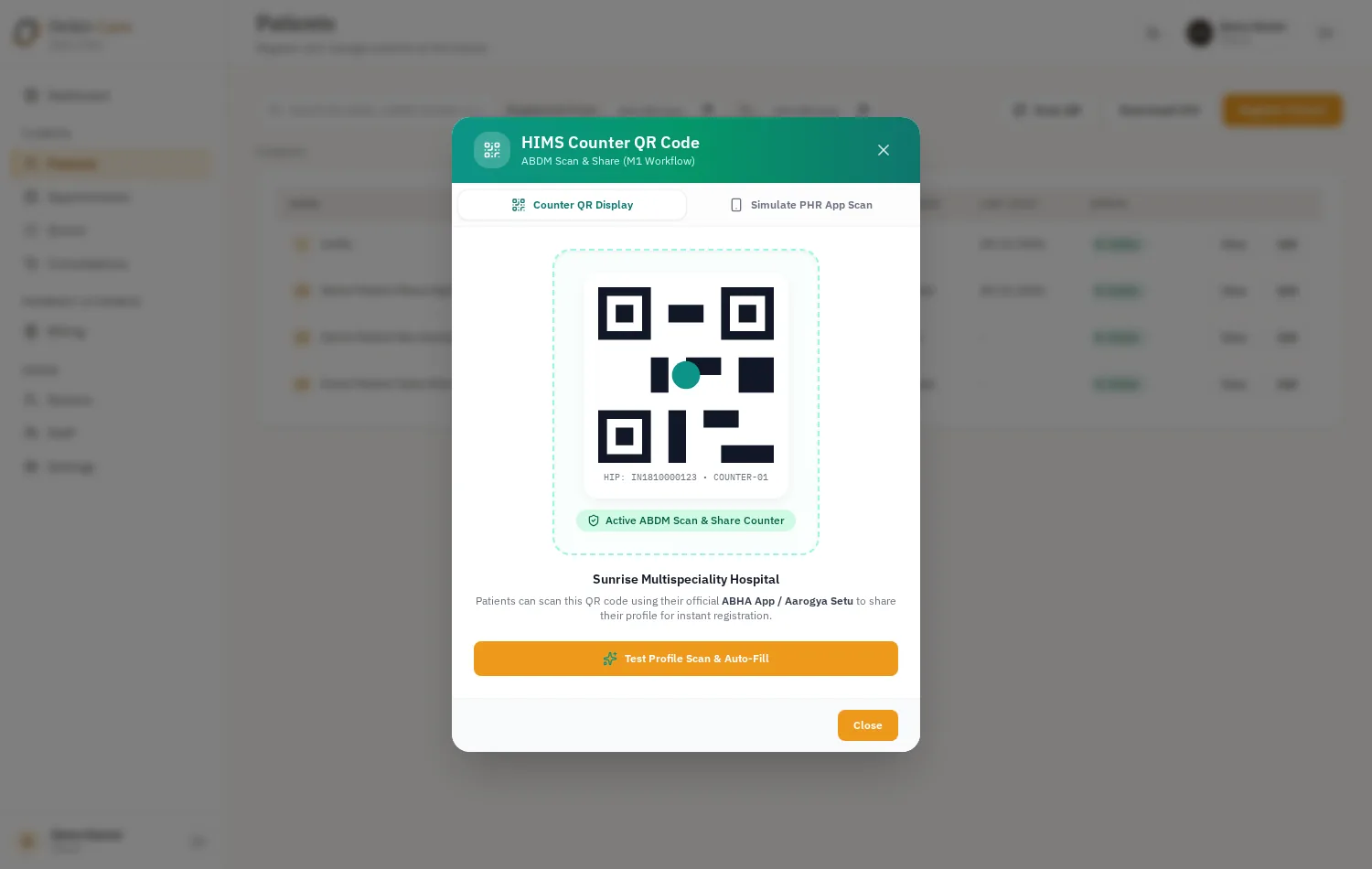 ABHA Scan & Share registration at the counter