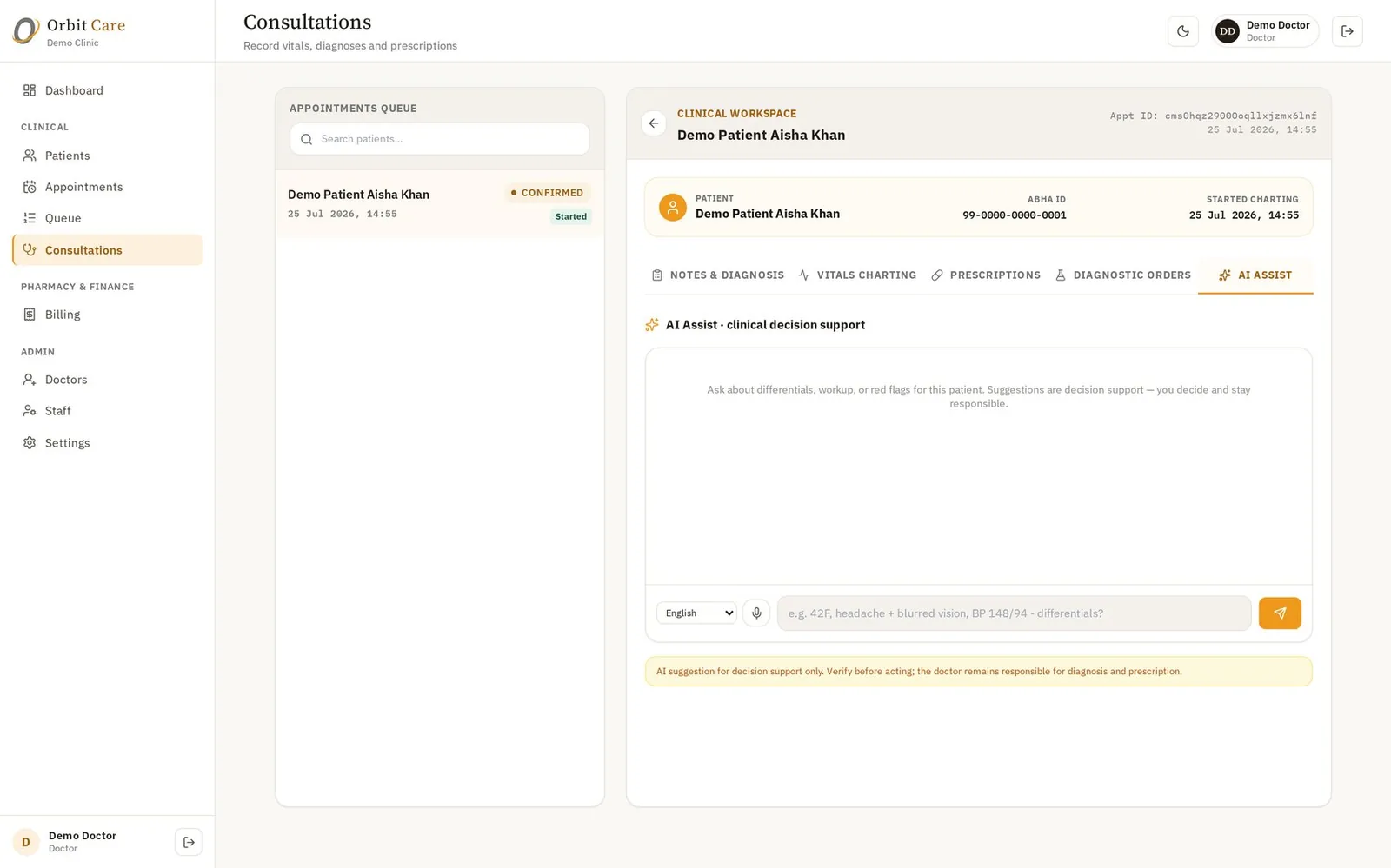 AI Assist inside a consultation