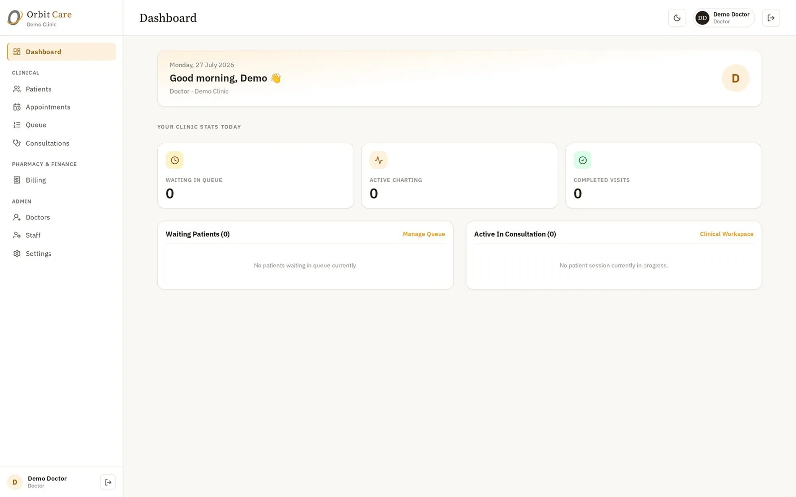 Hospital dashboard